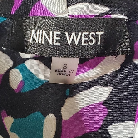 Nine West Satin Tie Neck Sleeveless Blouse Purple Blue Size Small - Picture 6 of 10